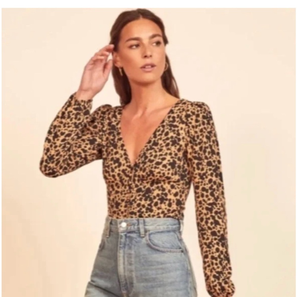 Reformation Leopard Print Blouse